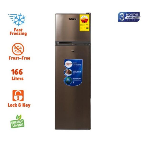 Vizio 166L Double Door Refrigerator (VIZ-208TF) - Dark Silver