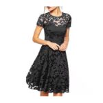 women dress Lace Hollow Out girl Dress Women's Clothing Elegant clothes Short Sleeve Vintage Solid Color Fashion A-Line Dresses