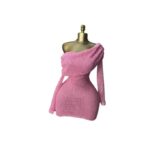 Women Lace Bodycon Long Sleeve Dress - Pink