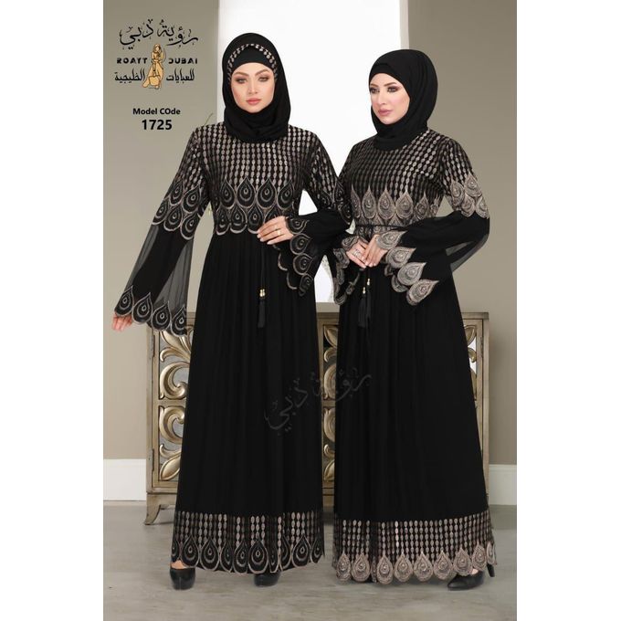 1 Piece Luxury Egytian Abaya Black-Gold 1 Piece Luxury Egytian Abaya Black-Gold