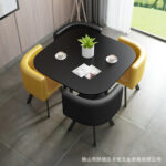 Leisure small round table coffee table one table and four chairs combination - Image 35