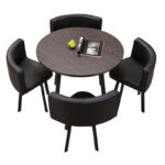 Leisure small round table coffee table one table and four chairs combination - Image 5