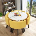 Leisure small round table coffee table one table and four chairs combination - Image 3