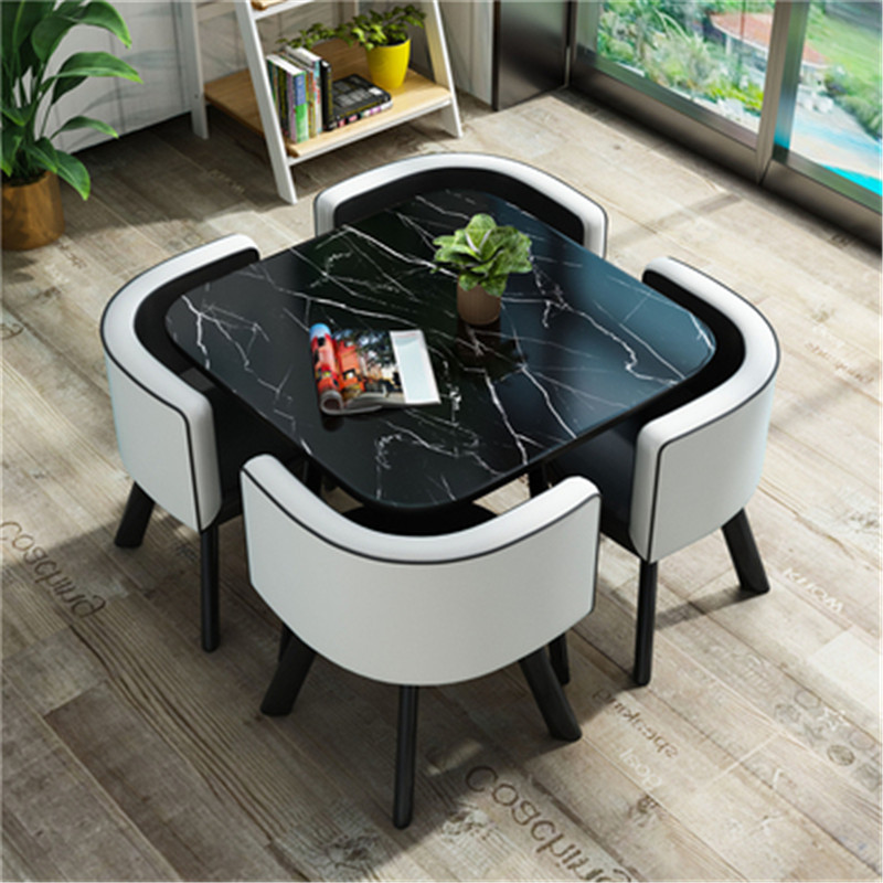 12156107037_1137432124-1.jpg Leisure small round table coffee table one table and four chairs combination milk tea shop reception small apartment meeting - Image 1