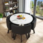 Leisure small round table coffee table one table and four chairs combination - Image 33