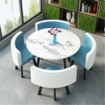 Leisure small round table coffee table one table and four chairs combination - Image 39