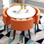 Leisure small round table coffee table one table and four chairs combination - Image 42