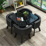 Leisure small round table coffee table one table and four chairs combination milk tea shop reception small apartment meeting - Image 42