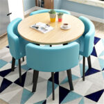 Leisure small round table coffee table one table and four chairs combination - Image 45