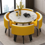 Leisure small round table coffee table one table and four chairs combination - Image 38