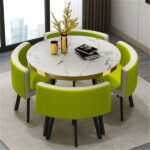Leisure small round table coffee table one table and four chairs combination - Image 21