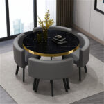 Leisure small round table coffee table one table and four chairs combination - Image 32