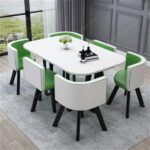 Conference table for 6 people long table simple modern rectangular dining table - Image 25