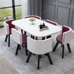 Small conference table for 6 people long table simple modern rectangular dining table - Image 27