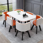 Small conference table for 6 people long table simple modern rectangular dining table - Image 28