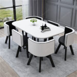 Small conference table for 6 people long table simple modern rectangular dining table - Image 30