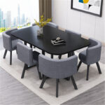Conference table for 6 people long table simple modern rectangular dining table - Image 39