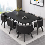 Conference table for 6 people long table simple modern rectangular dining table - Image 38