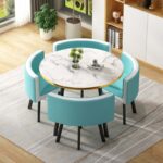 Leisure small round table coffee table one table and four chairs combination - Image 43