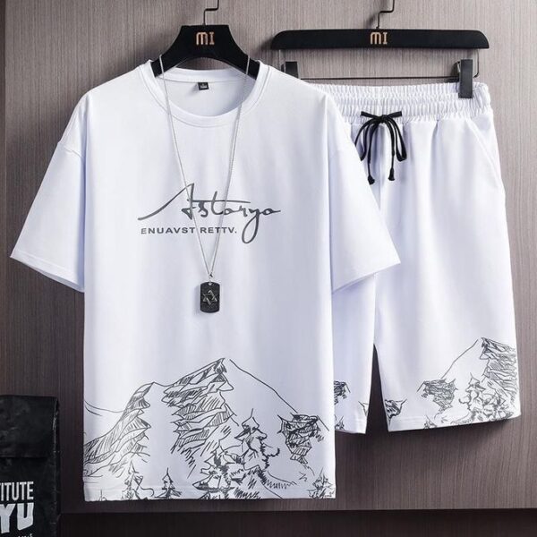 2-in-1 short sleeved T-shirt and shorts set for sports and leisure - White
