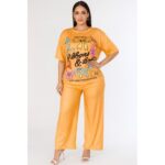 2 Pcs Casual Top and Down - Yellow