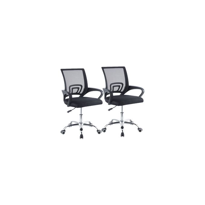 2 Pieces Height Adjustable Swivel Chairs - Black 2 Pieces Height Adjustable Swivel Chairs - Black