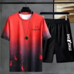 2Pcs/Set O-Neck Short Sleeve Elastic Waistband Casual Outfit Pockets - Image 2