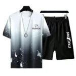 2Pcs/Set O-Neck Short Sleeve Elastic Waistband Casual Outfit Pockets - Image 4