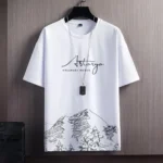 2Pcs/Set men Outfit O-Neck Short Sleeve Elastic Waistband T-shirt - Image 3