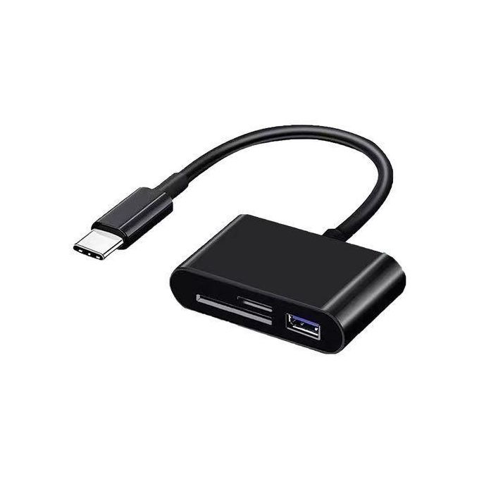 3 IN 1 Micro SD Card Reader Adapter, Plug And Play - Black 3 IN 1 Micro SD Card Reader Adapter, Plug And Play - Black