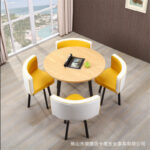 Leisure small round table coffee table one table and four chairs combination milk tea shop reception small apartment meeting - Image 18
