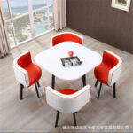 Leisure small round table coffee table one table and four chairs combination milk tea shop reception small apartment meeting - Image 10
