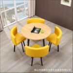 Leisure small round table coffee table one table and four chairs combination milk tea shop reception small apartment meeting - Image 15