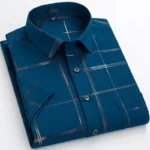 6XL New Summer Men Short Sleeve Printed Casual Shirts Stretch Shirt For Man - Image 2