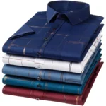 6XL New Summer Men Short Sleeve Printed Casual Shirts Stretch Shirt For Man - Image 6