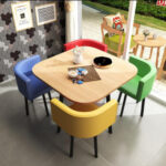 Leisure small round table coffee table one table and four chairs combination - Image 26