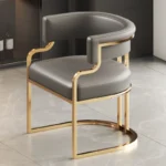 Living Room Lounge Dining Chairs Leather Designer Luxury Gold Legs - Image 6