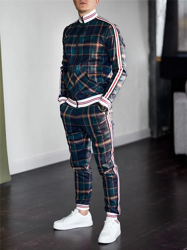 Men-Spring-And-Autumn-Large-Casual-Fashion-Joker-Checkered-Sportwear-Pants-Zipper-Lapel-Cardigan-Jacket-Two.webp Men Spring And Autumn Large Casual Fashion Joker Checkered - Image 1