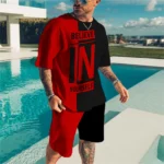 Men's Summer Tracksuit Believe in Yourself T-shirt Shorts Set Sports Outfit