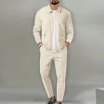 Men's autumn and winter long sleeve jacket set Street travel pants Simple design fashion suit men - Image 3