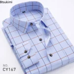 New 2024 Men's Plaid Shirts Long Sleeve Spring Autumn Thin Male Casual - Image 2
