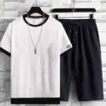 Summer casual sports suit for men, ice silk short-sleeved T-shirt and shorts - Image 2