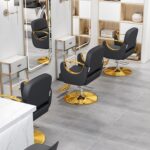 New light luxury rotating stainless steel hair cutting chair