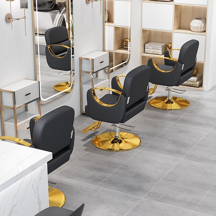 O1CN01HCoqgU1KXjxdWx9dg_21212218114391174-0-cib.jpg New light luxury rotating stainless steel hair cutting chair - Image 1