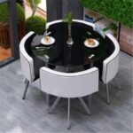 Dining table and chairs tempered glass small round table - Image 30
