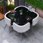 Dining table and chairs tempered glass small round table - Image 26