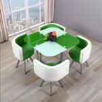 Dining table and chairs tempered glass small round table - Image 16