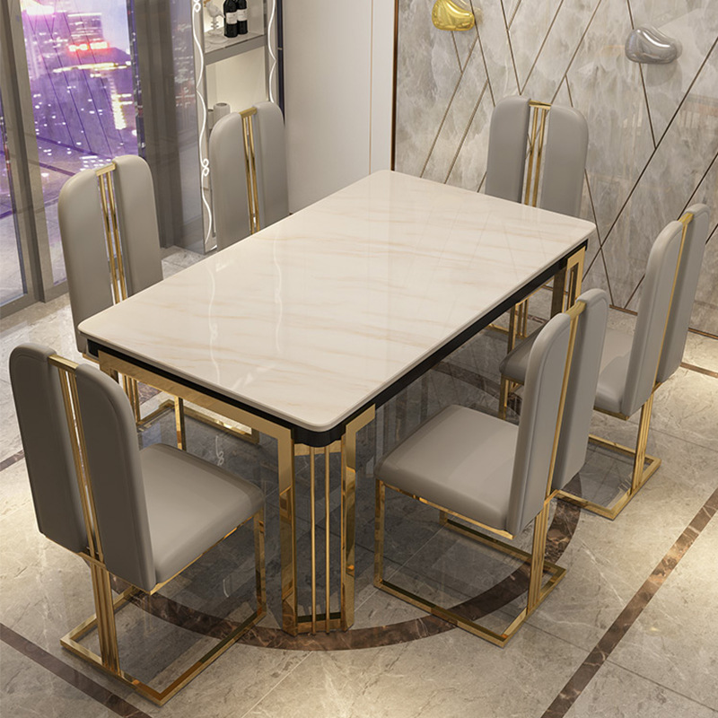 O1CN01Ji2hxl1d9tp85fqA2_21212201413053694-0-cib.jpg Nordic light luxury marble dining table western dining table home small apartment stylish dining table and chair combination modern simple table - Image 1