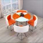 Dining table and chairs tempered glass small round table - Image 7