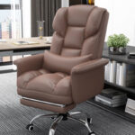 Computer chair boss business office chair  【高回弹公仔棉】咖啡色+脚踏